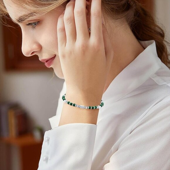 Silver & Green Boho Beaded Bracelets for Women Trendy Jewelry Gifts for Lover - Picture 7 of 7